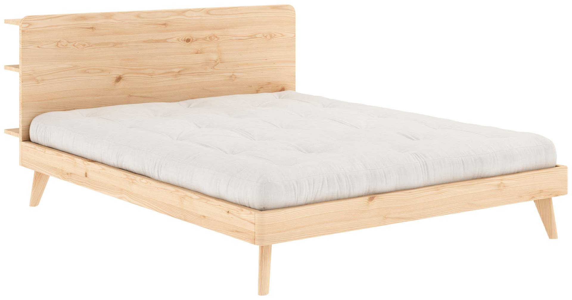 Karup Design Bettgestell »RETREAT BED«, aus Kiefer massiv mit Lattenrost, Kopfteil mit 3 Ablagen von Karup Design