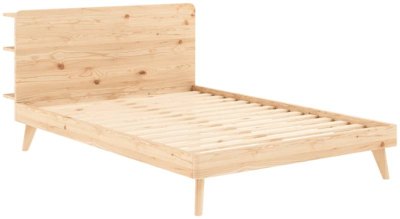 Karup Design Bettgestell »RETREAT BED«, aus Kiefer massiv mit Lattenrost, Kopfteil mit 3 Ablagen von Karup Design