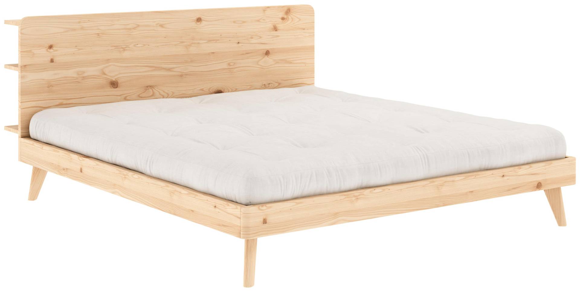 Karup Design Bettgestell »RETREAT BED«, aus Kiefer massiv mit Lattenrost, Kopfteil mit 3 Ablagen von Karup Design