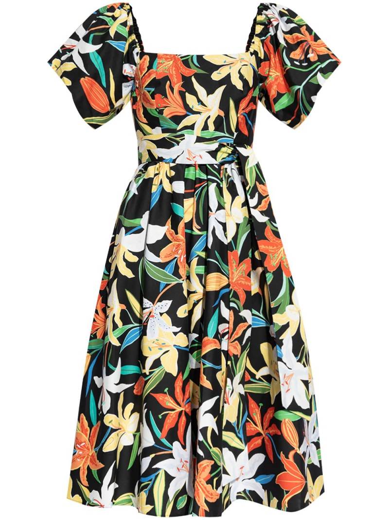 Kate Spade floral-print square-neck midi dress - Black von Kate Spade