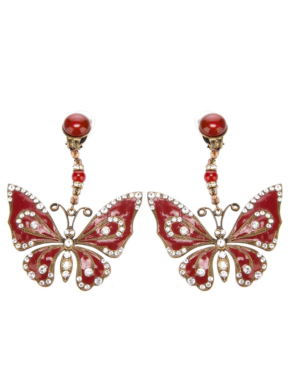 Katheleys Vintage enameled butterfly earrings - Red von Katheleys Vintage