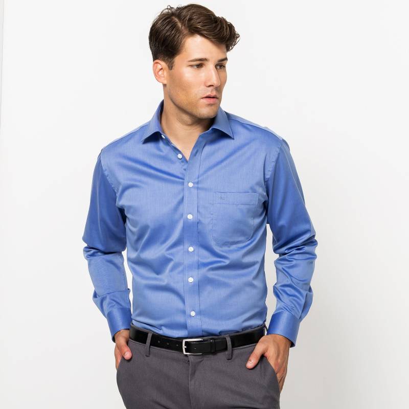 Hemd, Classic Fit, Langarm Herren Blau 45 von Kauf