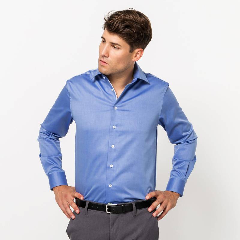 Hemd, Classic Fit, Langarm Herren Blau 40 von Kauf