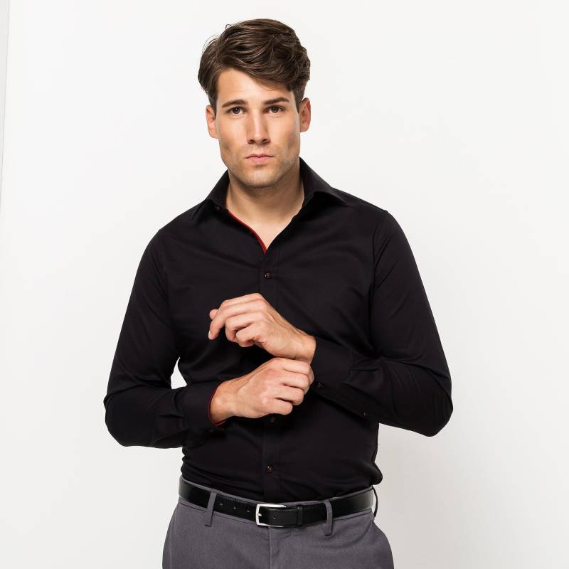 Kauf - Hemd, Slim Fit, langarm, für Herren, Black, Größe 38 von Kauf