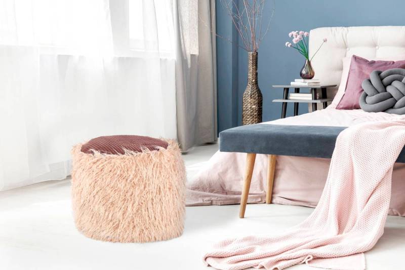 Kayoom Pouf »Fellpouf Bobtail 125, Fellhocker in zweifarbigem Design«, (1 St.), modern, dekorativ, kindersicherer Reissverschluss an der Unterseite von Kayoom