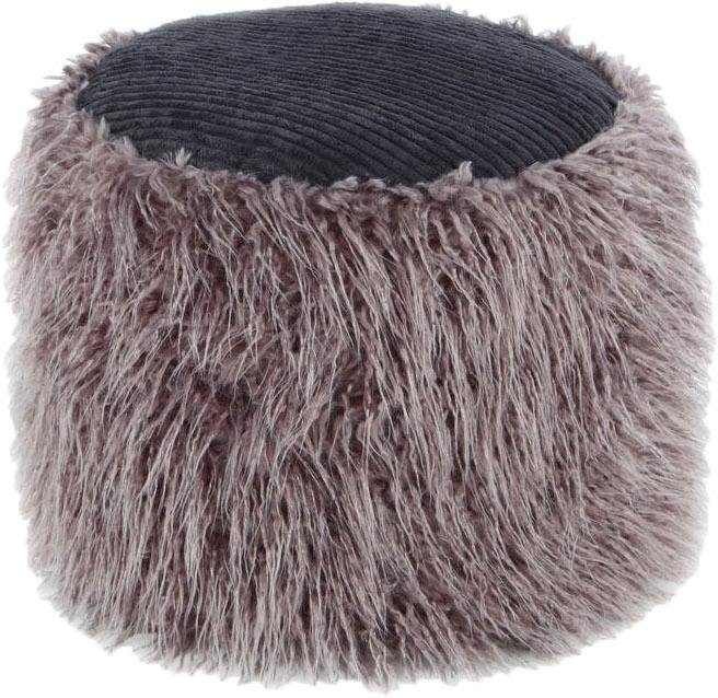 Kayoom Pouf »Fellpouf Bobtail 125, Fellhocker in zweifarbigem Design«, (1 St.), modern, dekorativ, kindersicherer Reissverschluss an der Unterseite von Kayoom