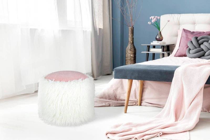 Kayoom Pouf »Fellpouf Bobtail 125, Fellhocker in zweifarbigem Design«, (1 St.), modern, dekorativ, kindersicherer Reissverschluss an der Unterseite von Kayoom