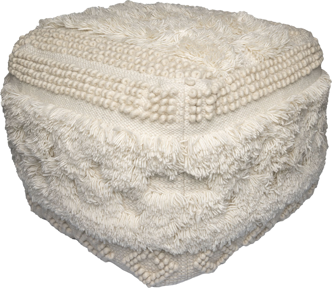 Kayoom Pouf »Bohist 125 50cm x 50cm, Strukturen mit Fransen und Quasten«, (1 St.), handgefertigt, Unikat, sehr gut kombinierbar, vielfältig im Einsatz von Kayoom