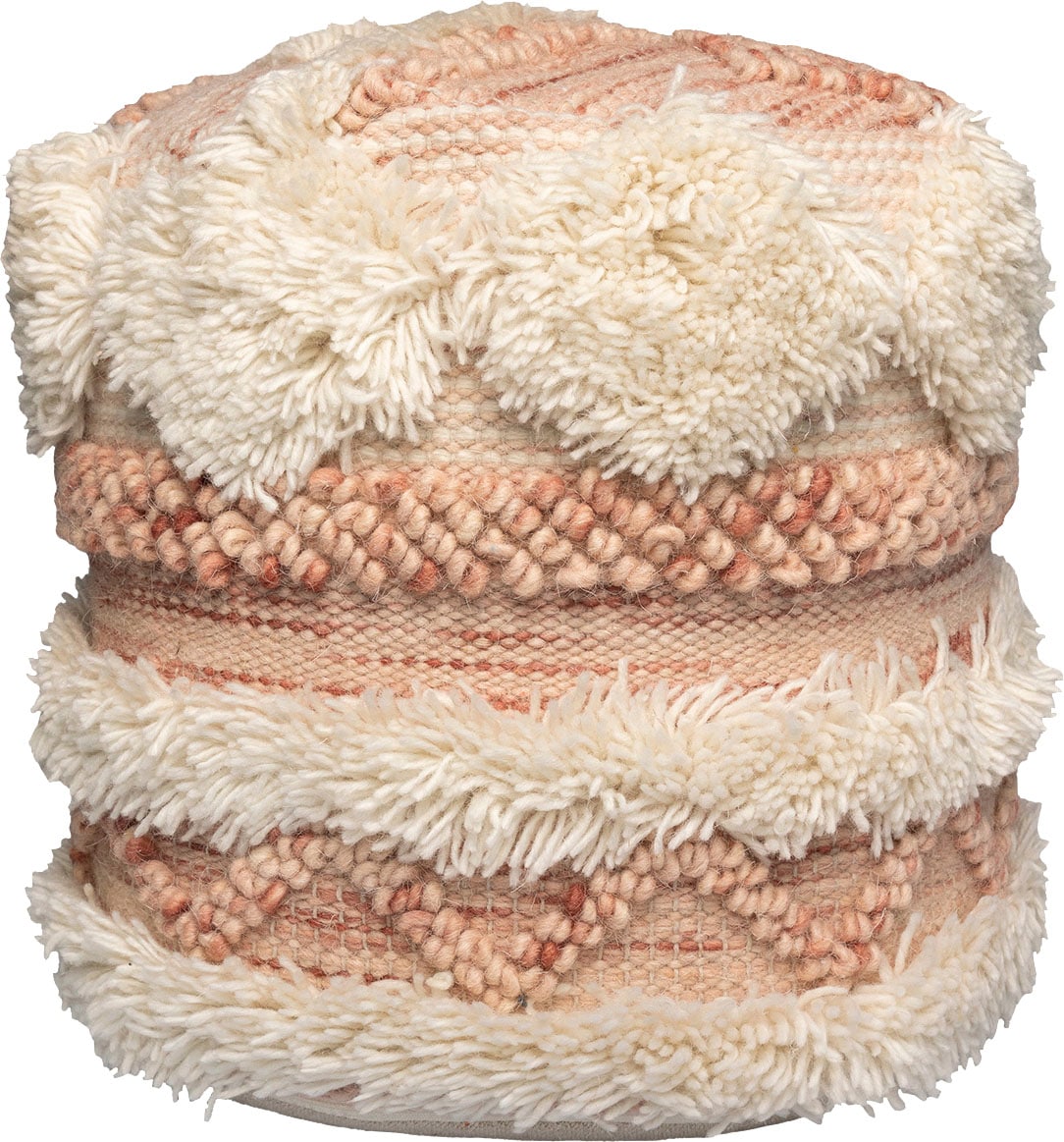 Kayoom Pouf »Bohist 225 35cm x 35cm, Strukturen mit Fransen und Quasten«, (1 St.), handgefertigt, Unikat, sehr gut kombinierbar, vielfältig im Einsatz von Kayoom