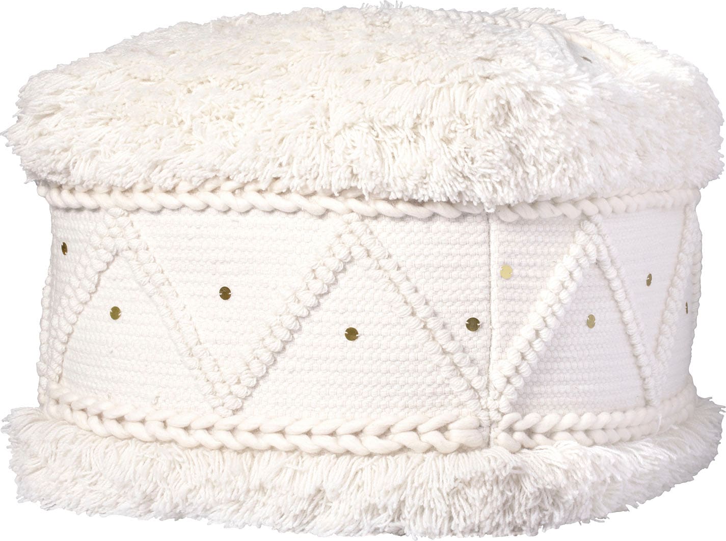 Kayoom Pouf »Bohist 525 50cm x 50cm, Strukturen mit Fransen und Quasten«, (1 St.), handgefertigt, Unikat, sehr gut kombinierbar, vielfältig im Einsatz von Kayoom