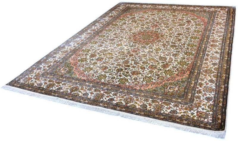 Kayoom Seidenteppich »Kashan 12013«, rechteckig, 10 mm Höhe, Einzelstück mit Zertifikat, Wohnzimmer von Kayoom