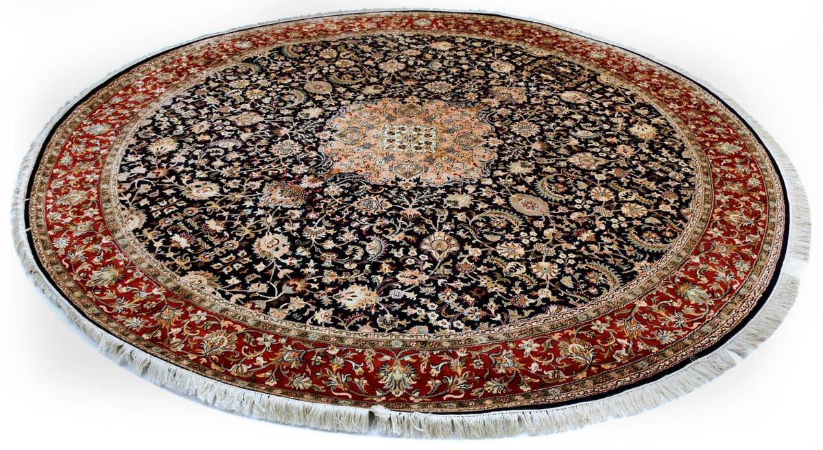 Kayoom Seidenteppich »Kashan 1756«, rund, 10 mm Höhe, Einzelstück mit Zertifikat, Wohnzimmer von Kayoom