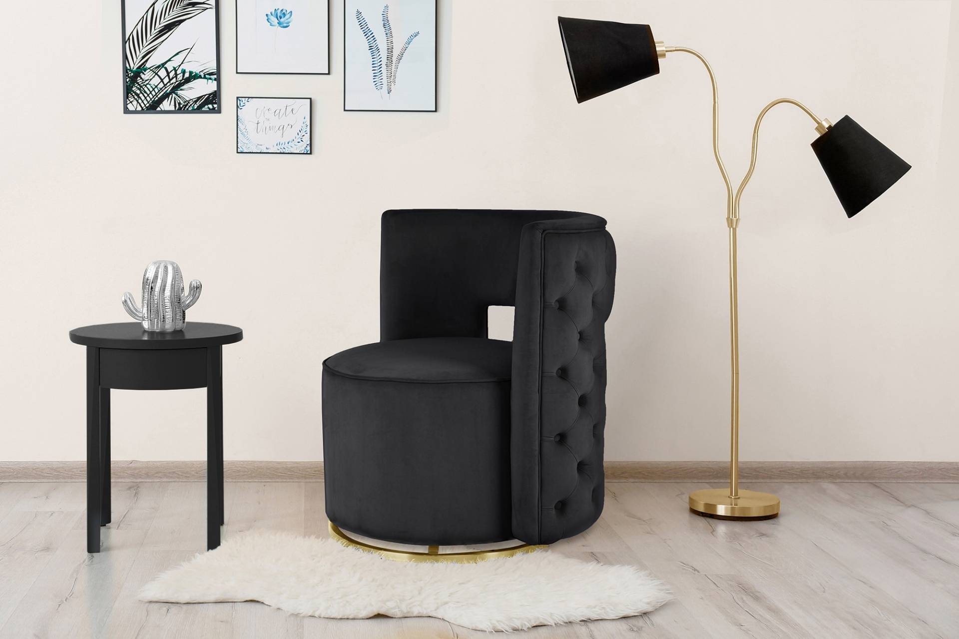 Kayoom Sessel »Drehsessel Beverly 125, drehbar, Gestell aus Eisen,samtige Oberfläch«, (1 St.), rund, glamourös, gesteppter Rücken, abgerundete,Drehsessel Kayoom Sessel »Drehsessel Beverly 125, drehbar, Gestell aus Eisen,samtige Oberfläch«, (1 St.), rund, glamourös, gesteppter Rücken, abgerundete,Drehsessel von Kayoom