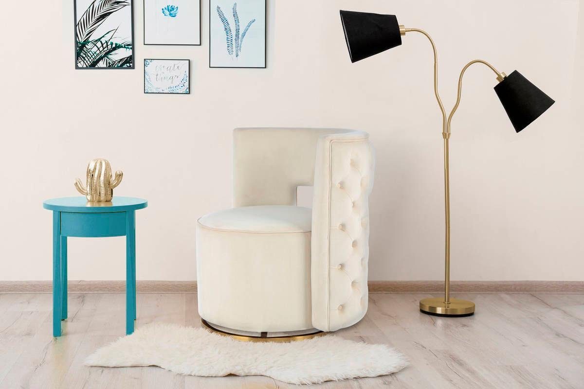 Kayoom Sessel »Drehsessel Beverly 125, drehbar, Gestell aus Eisen,samtige Oberfläch«, (1 St.), rund, glamourös, gesteppter Rücken, abgerundete,Drehsessel Kayoom Sessel »Drehsessel Beverly 125, drehbar, Gestell aus Eisen,samtige Oberfläch«, (1 St.), rund, glamourös, gesteppter Rücken, abgerundete,Drehsessel von Kayoom