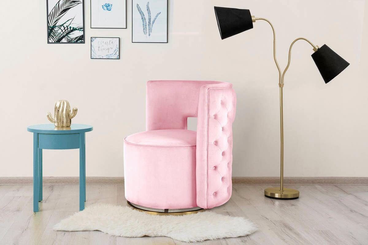 Kayoom Sessel »Drehsessel Beverly 125, drehbar, Gestell aus Eisen,samtige Oberfläch«, (1 St.), rund, glamourös, gesteppter Rücken, abgerundete,Drehsessel Kayoom Sessel »Drehsessel Beverly 125, drehbar, Gestell aus Eisen,samtige Oberfläch«, (1 St.), rund, glamourös, gesteppter Rücken, abgerundete,Drehsessel von Kayoom