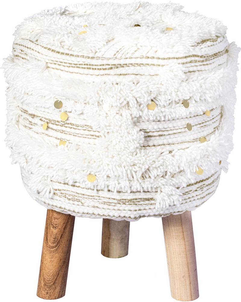 Kayoom Sitzhocker »Hocker Bohist 425, charaktergebende Strukturen mit Fransen und Quasten«, (1 St.), handgefertigtes Unikat, Boho-Style, gut kombinierbar von Kayoom