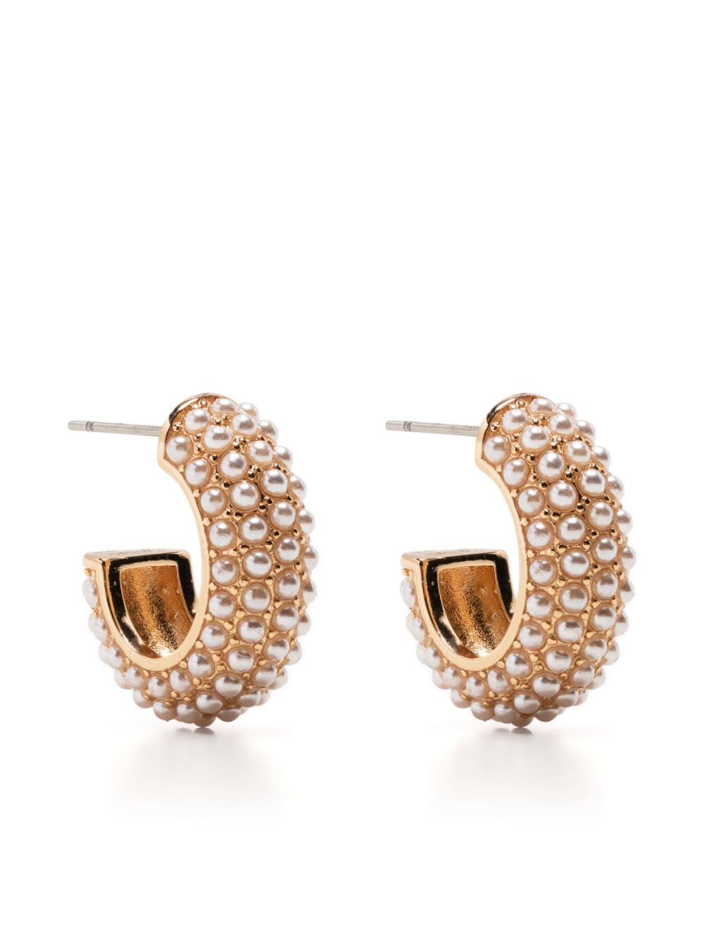 Kenneth Jay Lane pearl polished hoop earrings - Gold von Kenneth Jay Lane