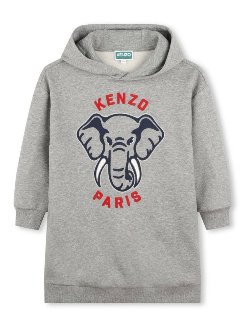 Kenzo Kids Elephant-print hoodie dress - Grey von Kenzo Kids