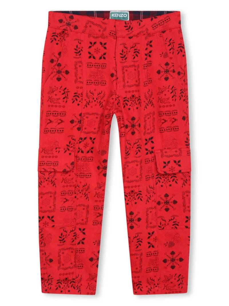 Kenzo Kids Festive straight-leg trousers - Red von Kenzo Kids