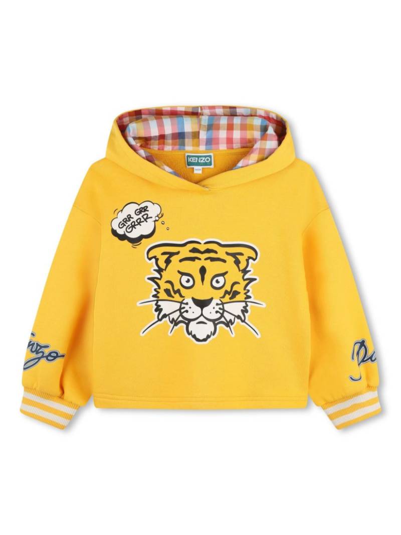 Kenzo Kids Tiger Head-print cotton hoodie - Yellow von Kenzo Kids