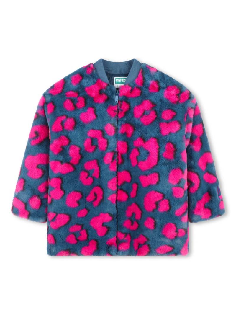 Kenzo Kids animal-pattern faux-fur coat - Blue von Kenzo Kids