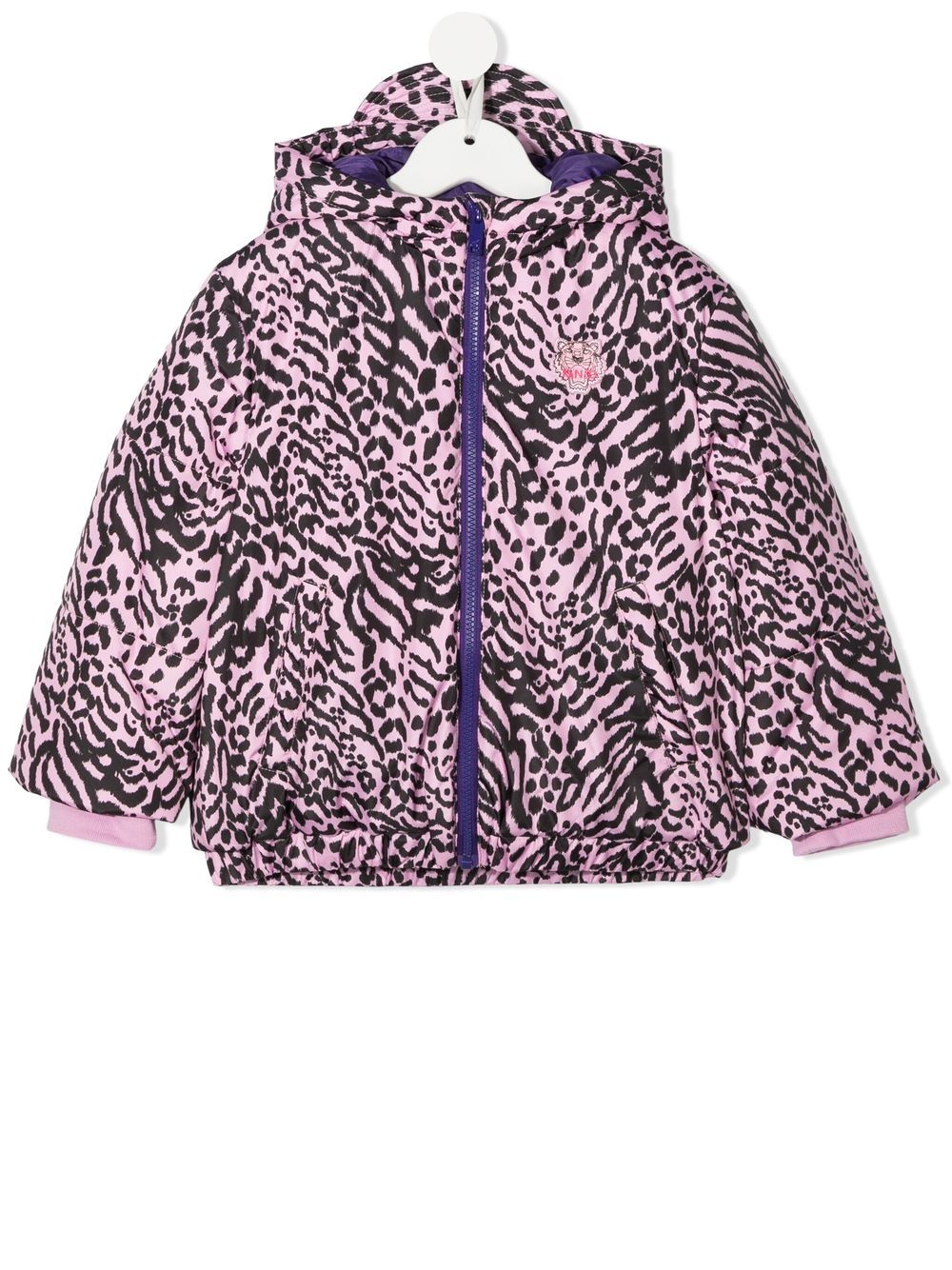 Kenzo Kids animal-print embroidered puffer jacket - Pink von Kenzo Kids