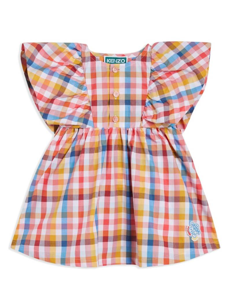 Kenzo Kids checked ruffled dress - Pink von Kenzo Kids