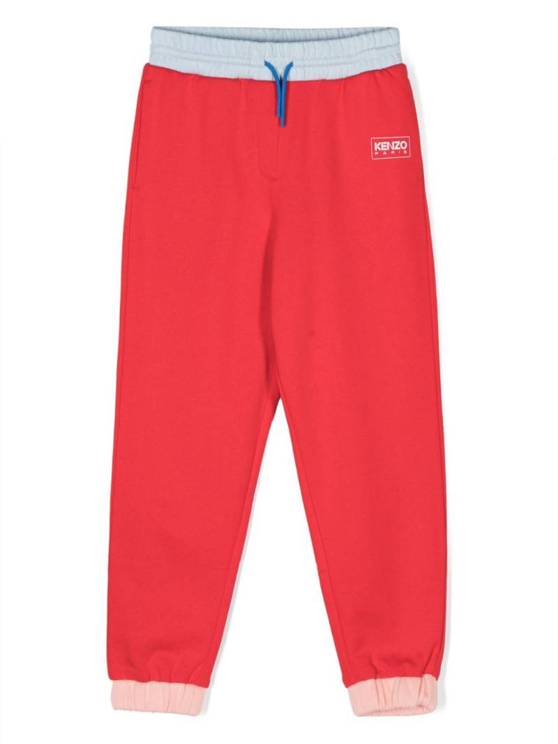 Kenzo Kids colour-block cotton blend track pants - Red von Kenzo Kids