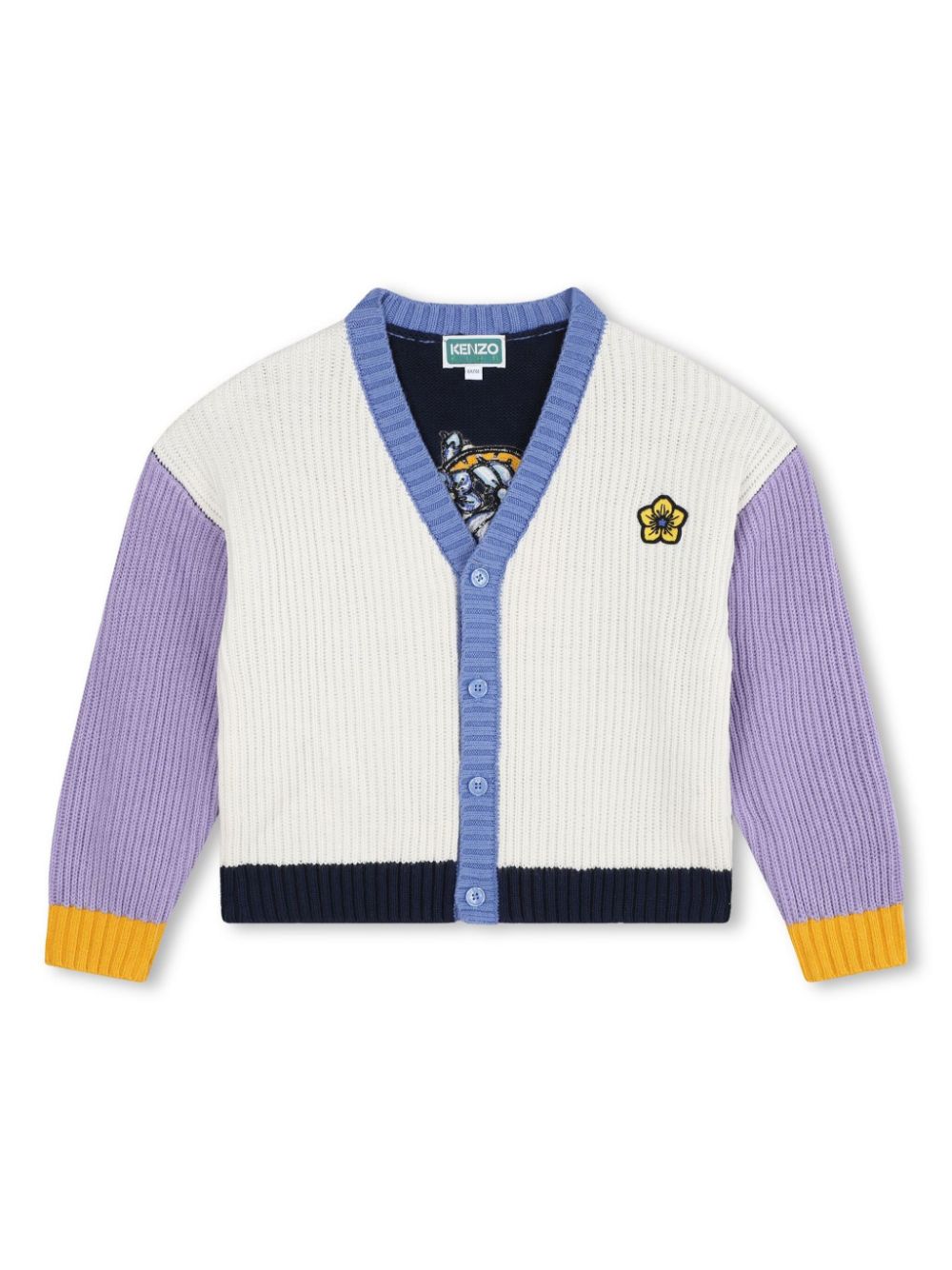 Kenzo Kids colour-block ribbed V-neck cardigan - White von Kenzo Kids