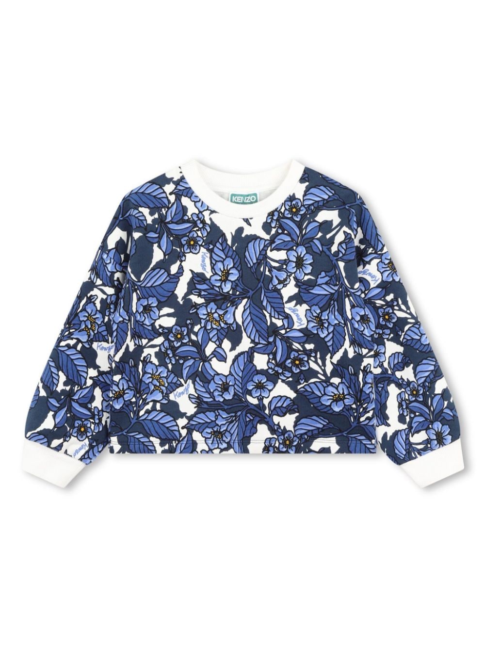 Kenzo Kids contrasting edges floral print sweatshirt - Blue von Kenzo Kids