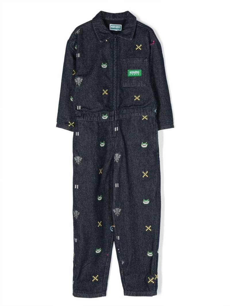 Kenzo Kids embroidered-detail jumpsuit - Blue von Kenzo Kids