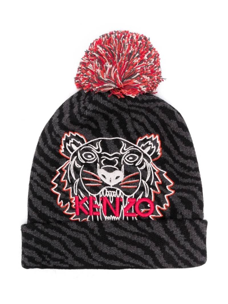 Kenzo Kids embroidered-logo pompom beanie - Grey von Kenzo Kids