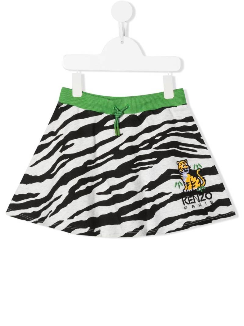 Kenzo Kids embroidered-logo zebra-print skirt - Grey von Kenzo Kids