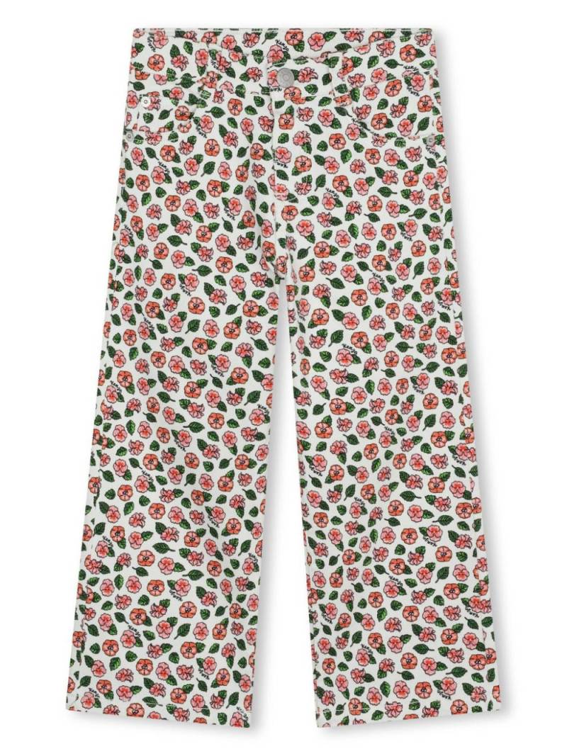 Kenzo Kids floral-print cotton-blend trousers - White von Kenzo Kids