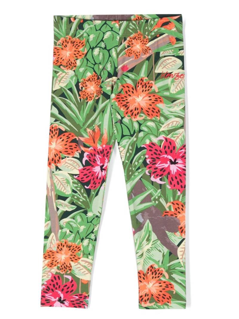 Kenzo Kids floral-print tapered-leg leggings - Green von Kenzo Kids