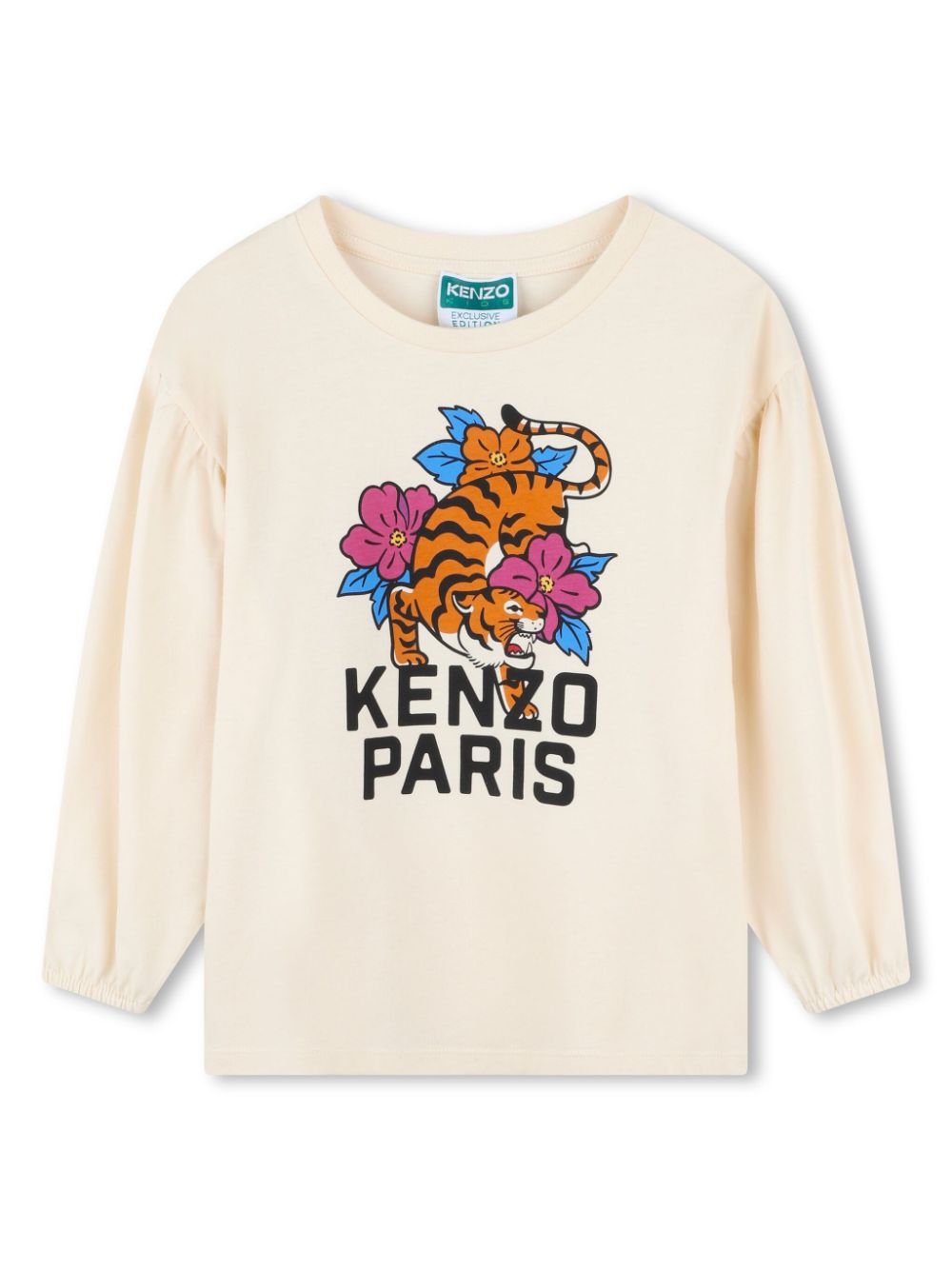 Kenzo Kids floral tiger print long-sleeved T-shirt - Neutrals von Kenzo Kids