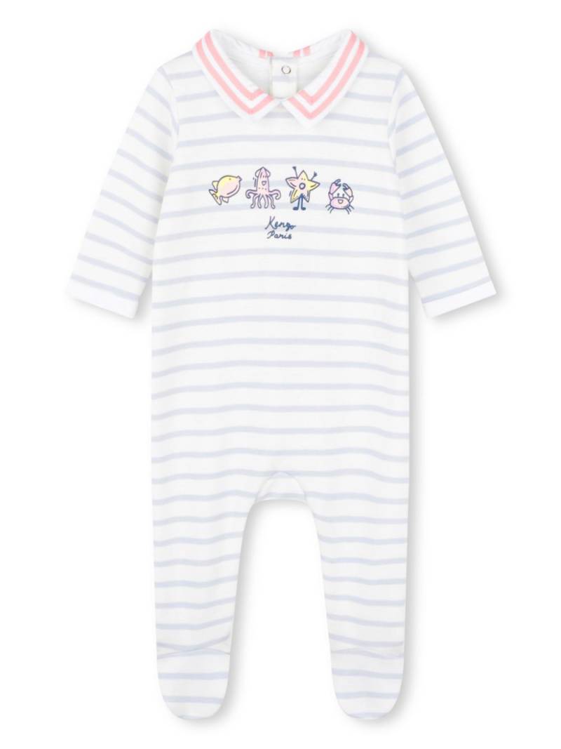 Kenzo Kids graphic-print striped babygrow - Neutrals von Kenzo Kids