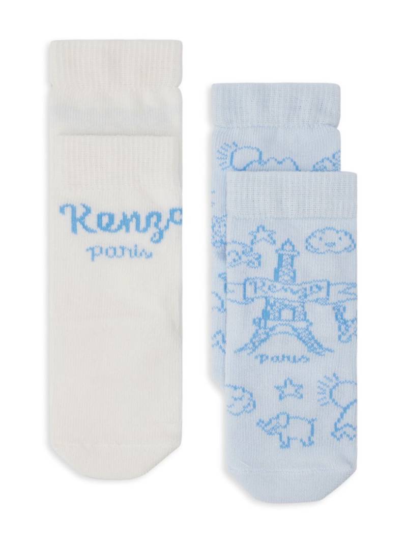 Kenzo Kids intarsia-knit logo socks (pack of two) - White von Kenzo Kids