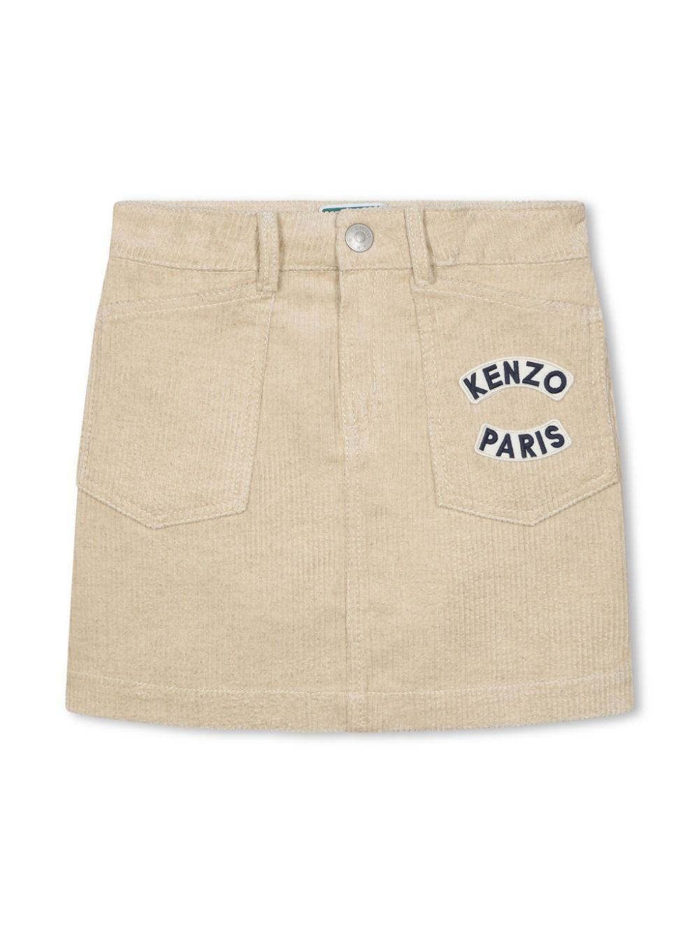 Kenzo Kids logo-appliqué corduroy skirt - Neutrals von Kenzo Kids