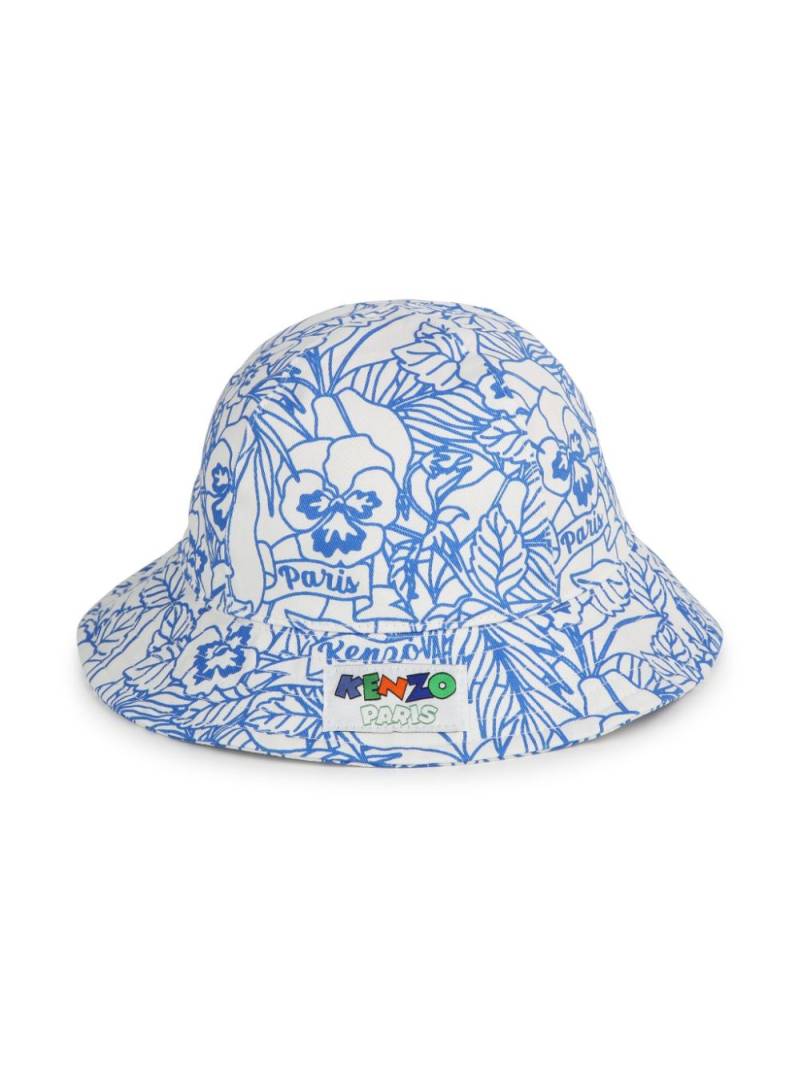 Kenzo Kids logo-appliqué cotton bucket hat - White von Kenzo Kids