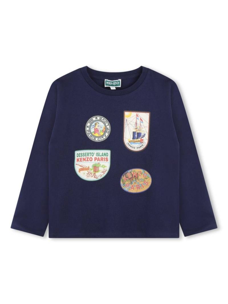 Kenzo Kids logo-appliqué organic cotton T-shirt - Blue von Kenzo Kids