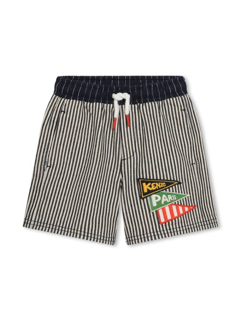 Kenzo Kids logo-appliqué striped cotton shorts - Blue von Kenzo Kids