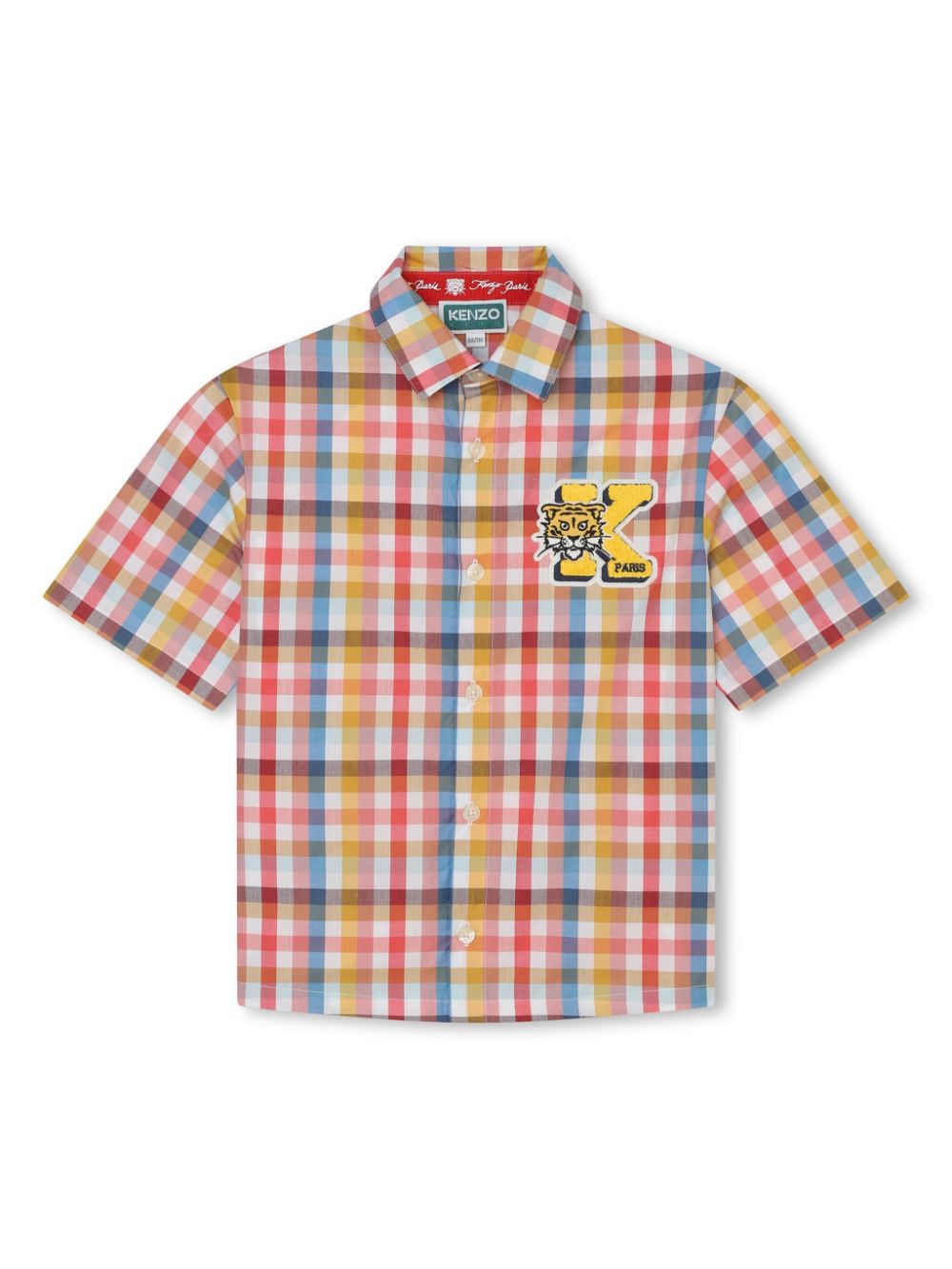 Kenzo Kids logo-embroidered check cotton shirt - Yellow von Kenzo Kids