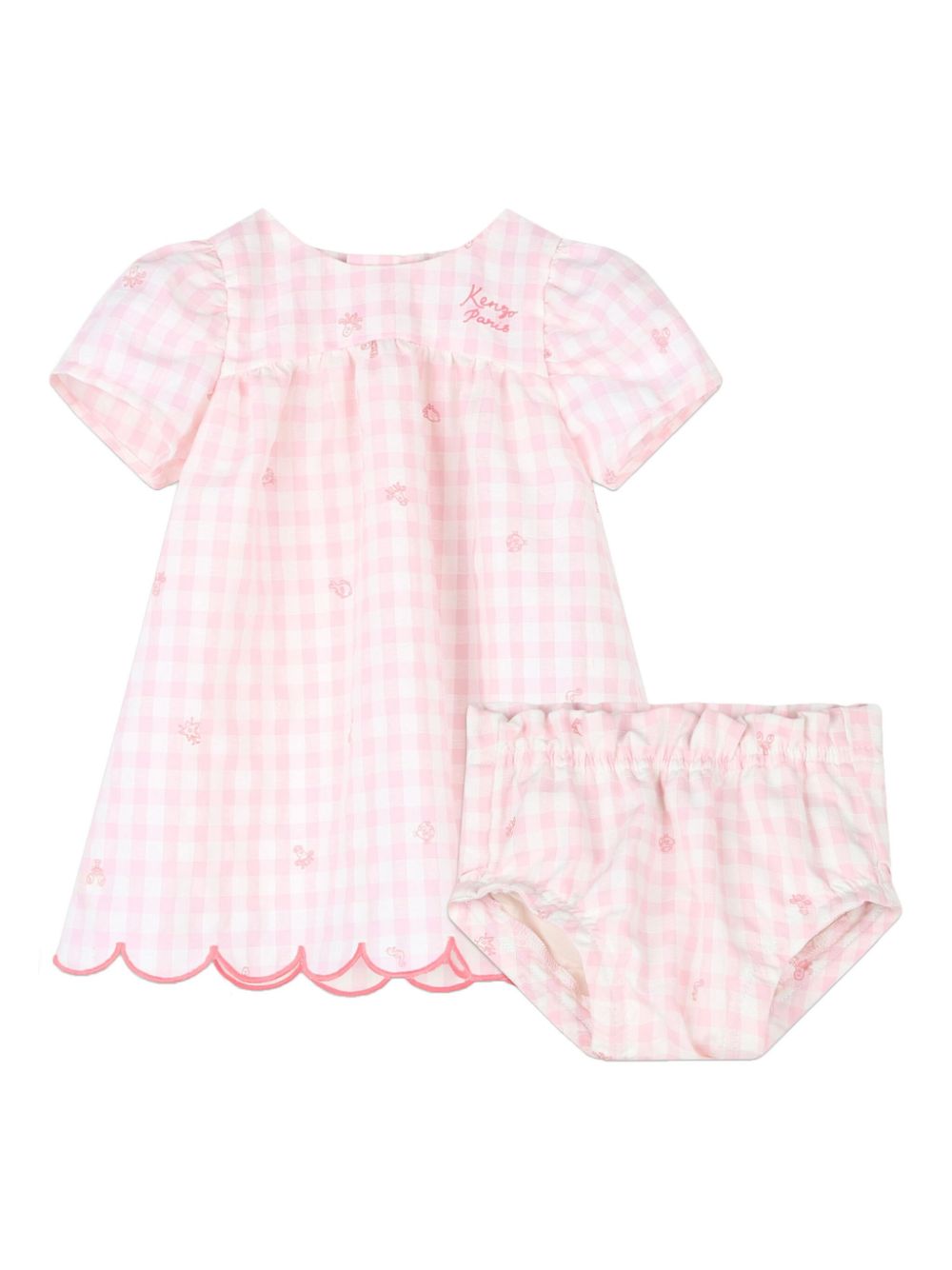 Kenzo Kids logo-embroidered check-pattern cotton dress set - Pink von Kenzo Kids