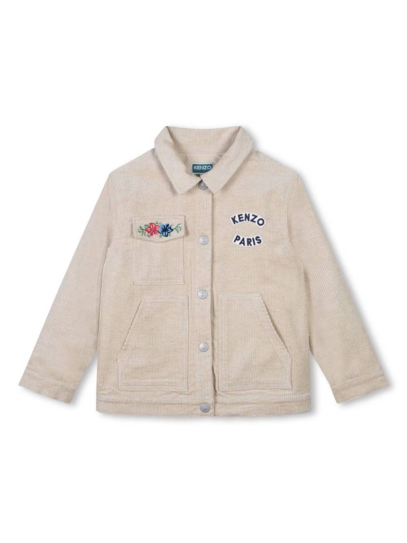 Kenzo Kids logo-embroidered corduroy jacket - Neutrals von Kenzo Kids