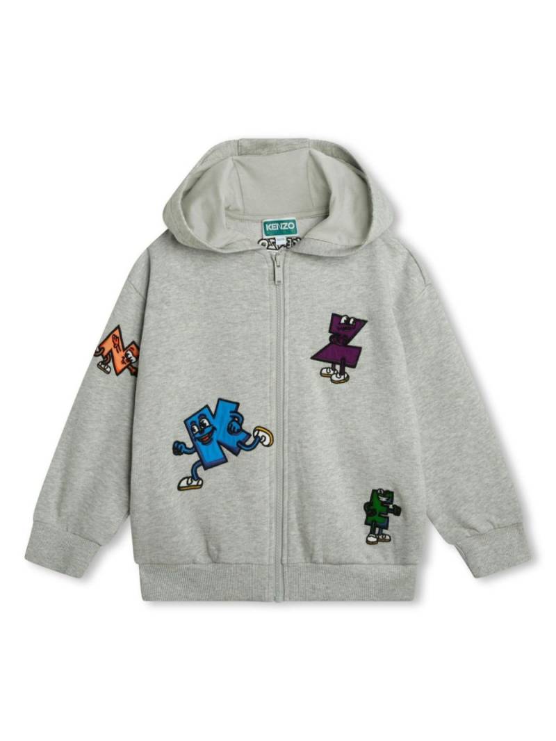 Kenzo Kids logo-embroidered cotton hoodie - Grey von Kenzo Kids