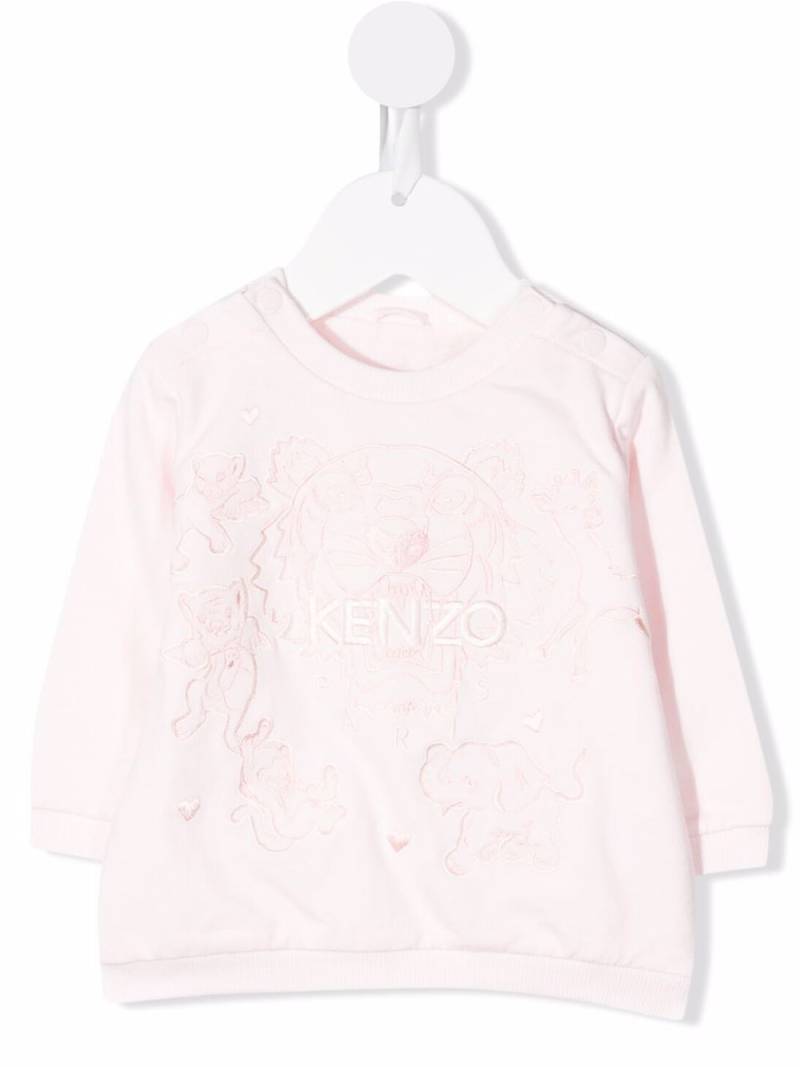 Kenzo Kids logo-embroidered cotton sweatshirt - Pink von Kenzo Kids