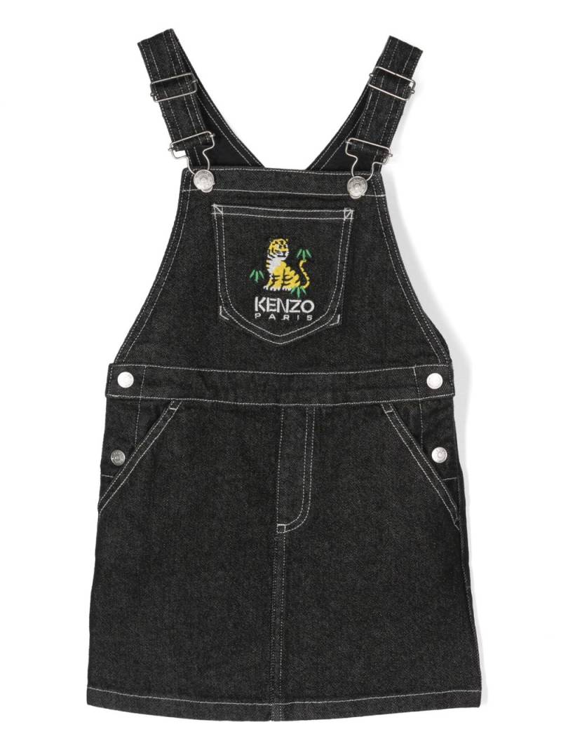 Kenzo Kids logo-embroidered dungarees dress - Black von Kenzo Kids