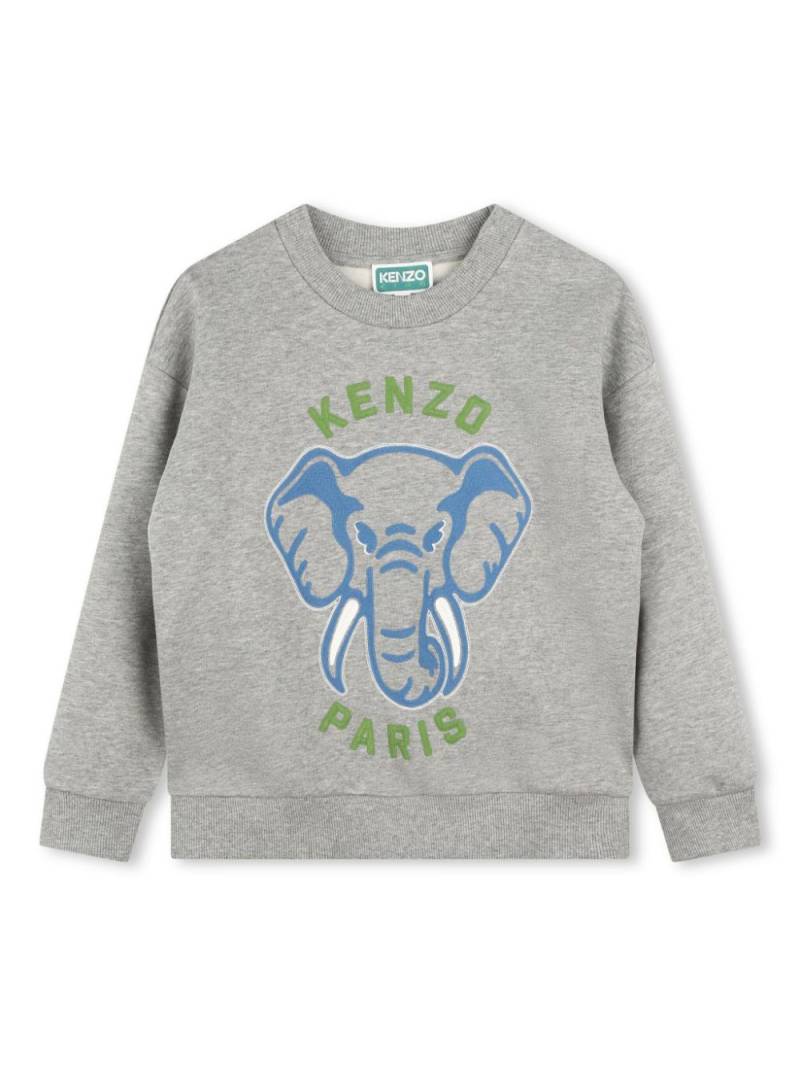 Kenzo Kids logo-embroidered mélange-effect sweatshirt - Grey von Kenzo Kids