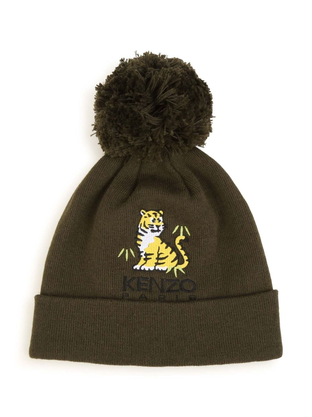 Kenzo Kids logo-embroidered turn-up beanie - Green von Kenzo Kids